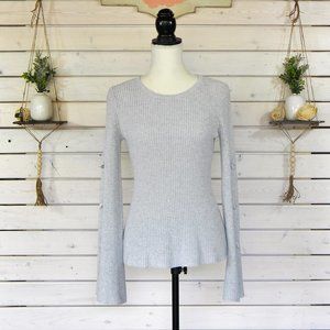 Lauren Conrad LC Gray Pullover L/S Bell Sleeve Sweater Top Size Small